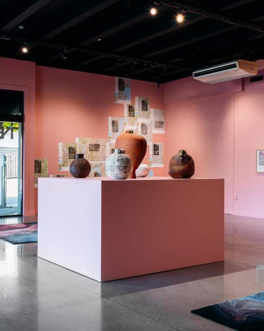 A room of artwork at local art gallery Te Atamira