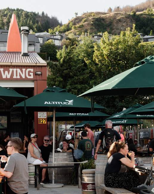 People sitting outside at Altitude Brewery
