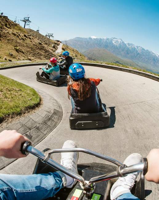 POV from the Skyline luge with views of The Remarkables