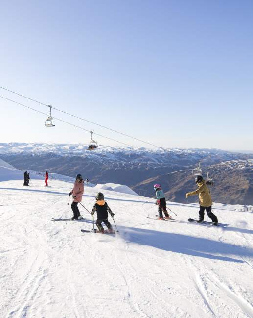 Family skiing at Cardrona Alpine Resort