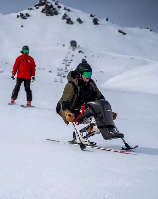 Skier at The Remarkables using adaptive equipment