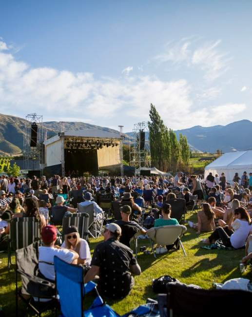 Concert goers relaxing at the annual Gibbston Valley Summer Concert