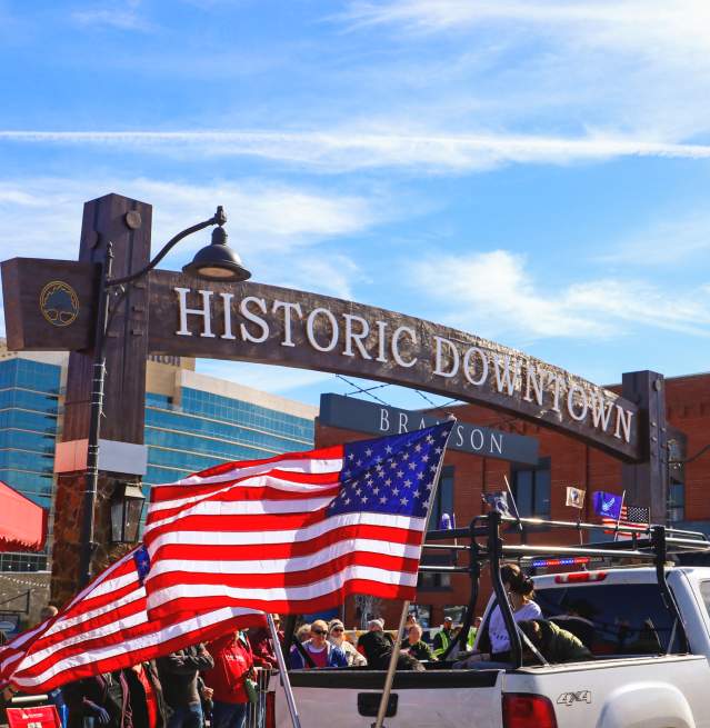 Sign Removed Flag Parade Veteran Patriotic Historic Downtown