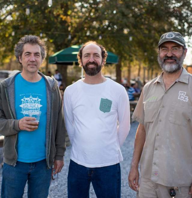 Brewery co-owners Byron Knott, Dorsey Knott and Karlos Knott pose for a portrait at Bayou Teche Brewing in Arnaudville, LA on November 29, 2019