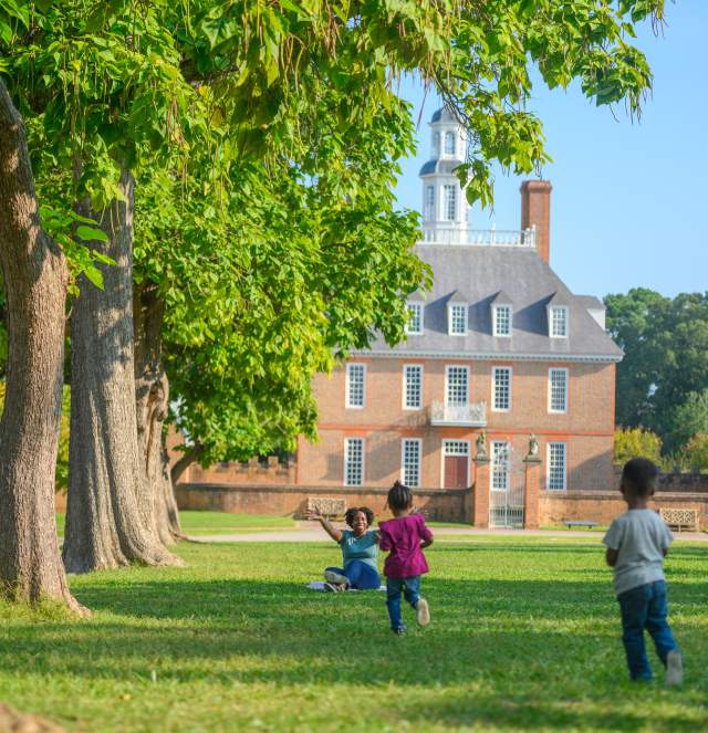 Family on the Governor's Palace Lawn