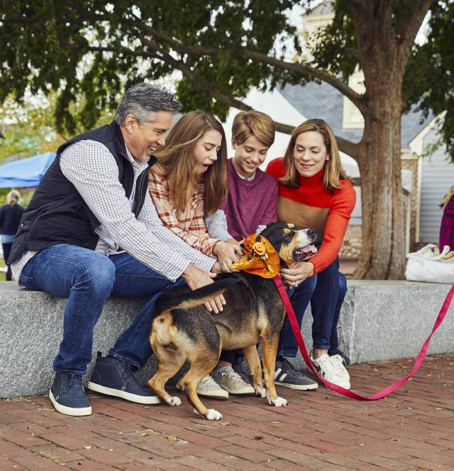 Family with Dog Paws at River