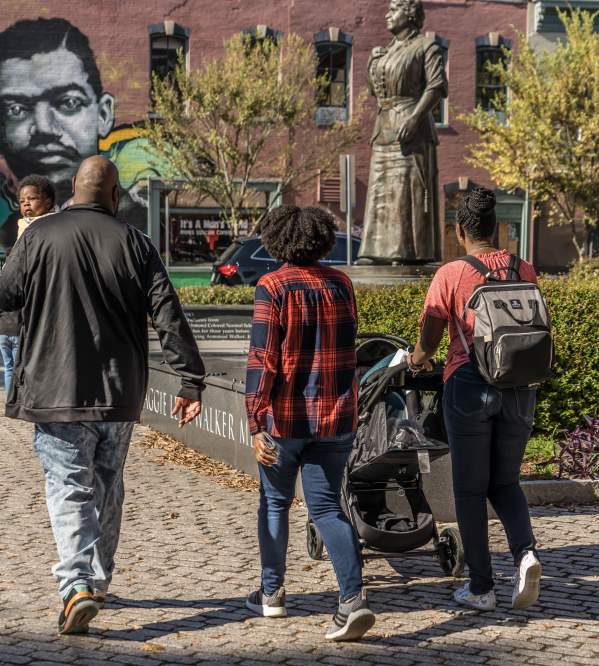 People walking by the Maggie L. Walker National Historic Site