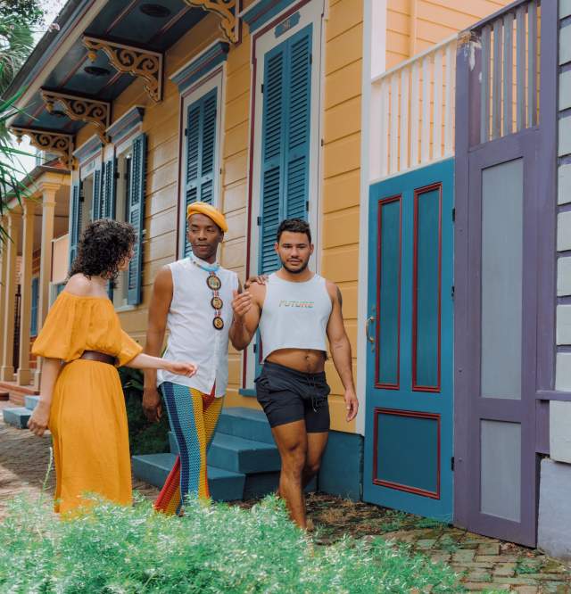 Three friends exploring the Marigny neighborhood