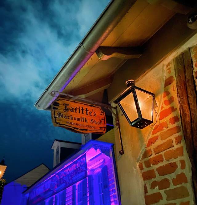 The Exterior of Lafitte's Blacksmith Bar at Night