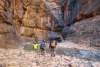 Hikers make their way up the Narrows in Zion National Park.
