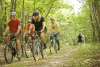 Group people biking at Michaux Forest