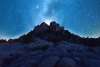 Starry blue skies over the rolling rock formations of Three Peaks Recreation Area in Cedar City.