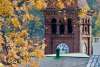 View of the clock tower in downtown Jim Thorpe in fall