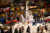 Model train decorated for Christmas