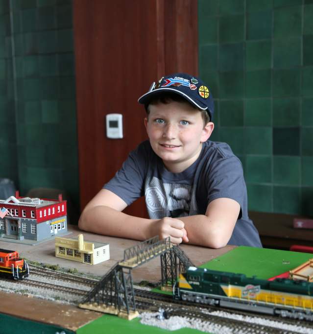 boy with a train set