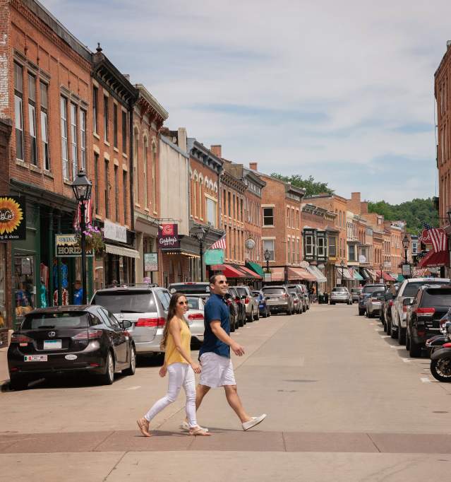 Couple walking on Galena's Historic Main Street