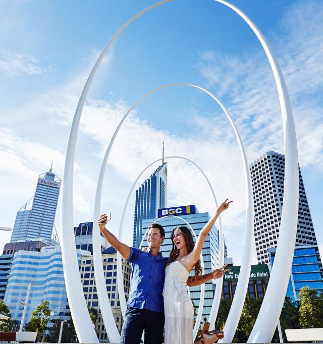 Couple at Elizabeth Quay, Perth City