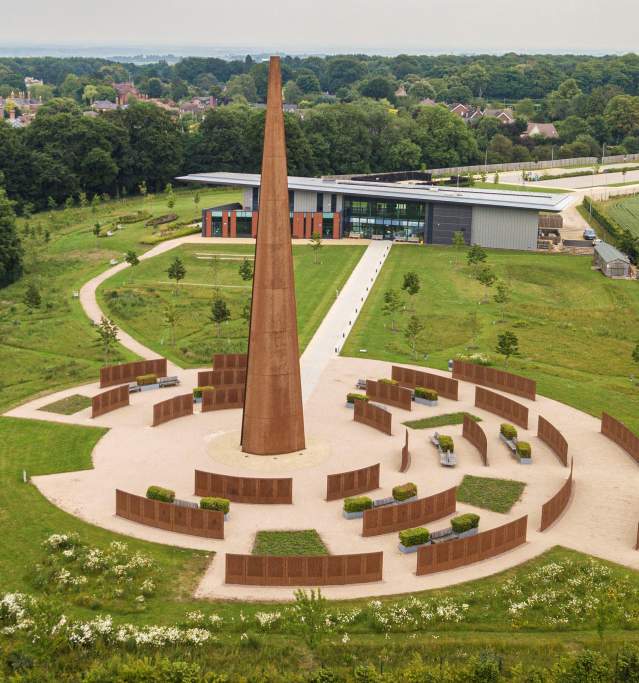 An aerial view of the International Bomber Command Centre in Lincoln