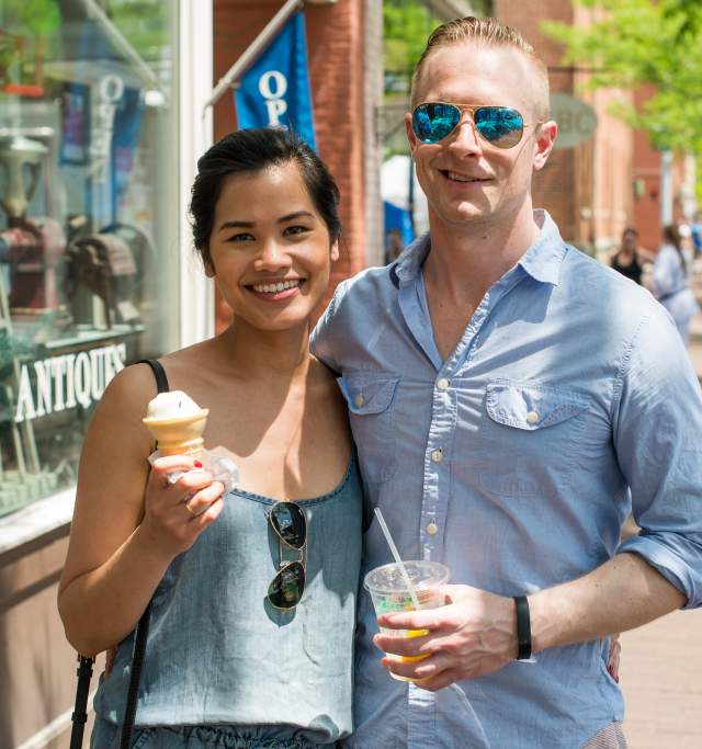 Couple Enjoying Ice Cream on Street