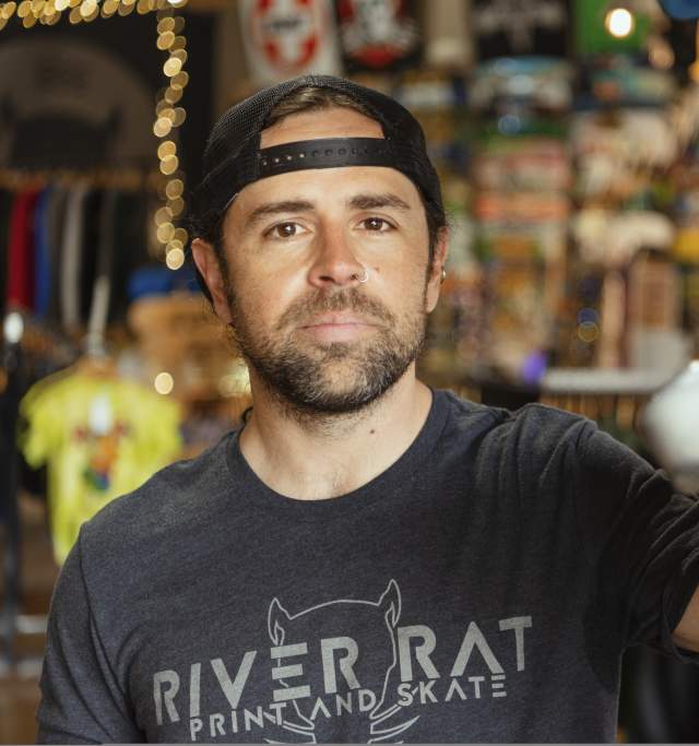 Justin at River Rat Print and Skate in North Lawrence Kansas