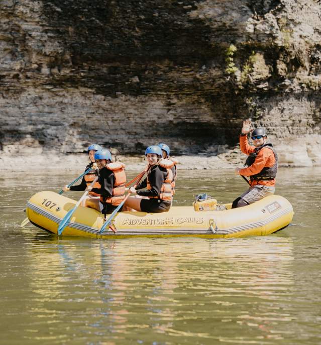 Group whitewater rafting