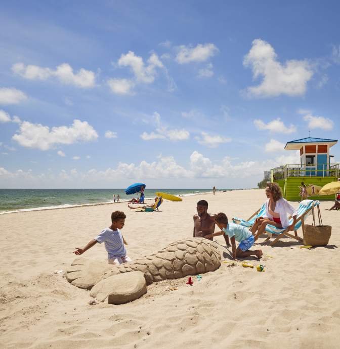 family at the beach