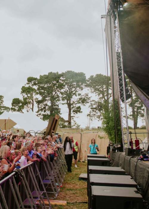Crowd and act on stage at Smoked and Uncut at Lime Wood  in the New Forest