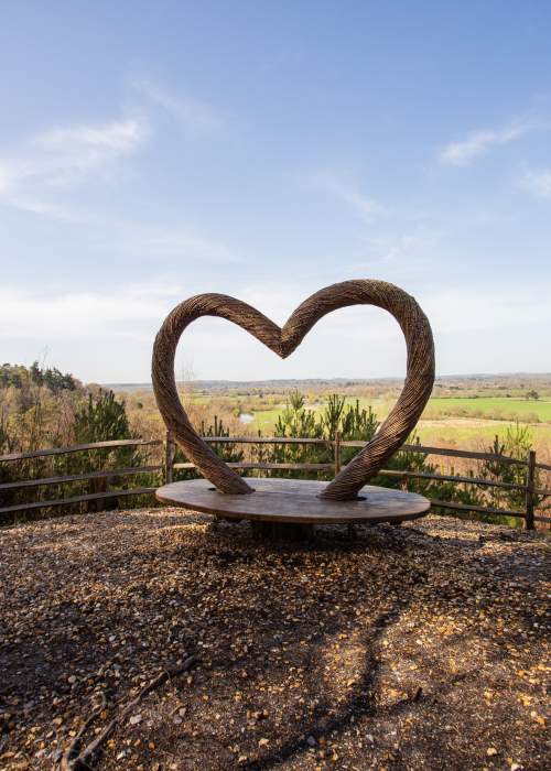 Heart sculpture at Sandy Balls