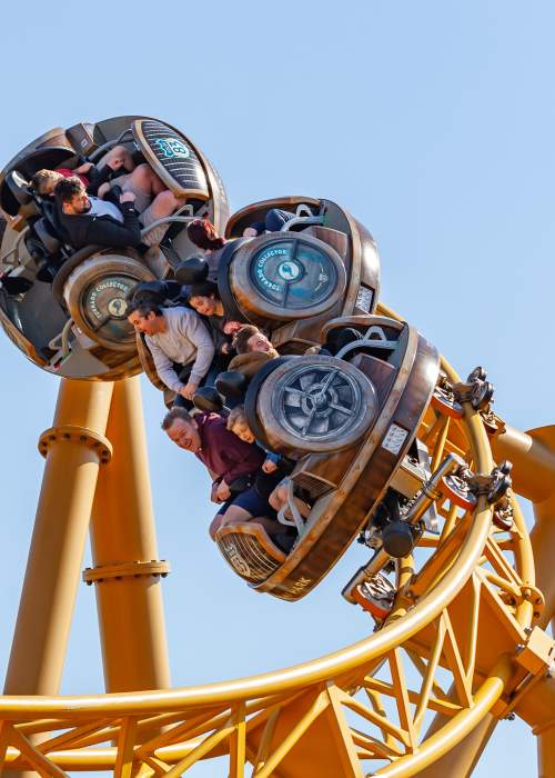 People riding the Storm Chaser at Paultons Park in the New Forest