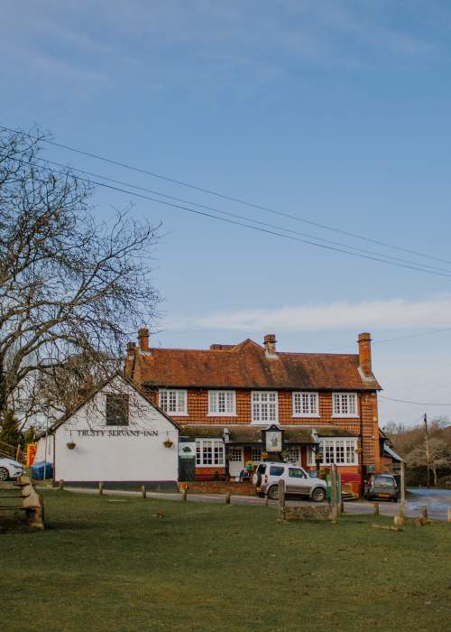 Trusty Servant and the village green in Minstead in the New Forest