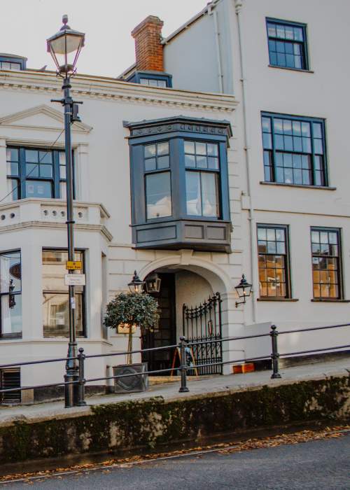 Lymington high street outside Stanwell House in the New Forest