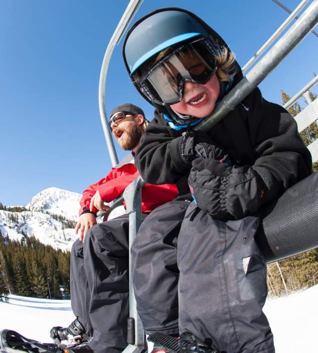 Kid on Ski Lift at Brighton