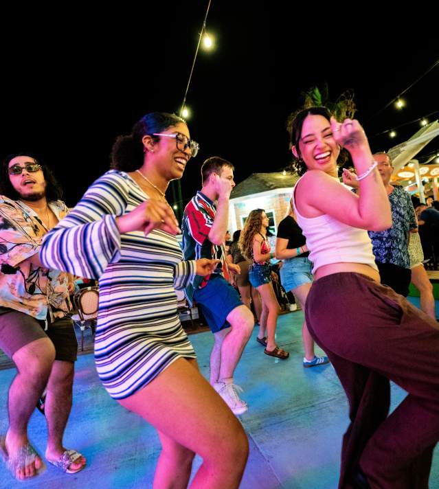 People dancing to live music