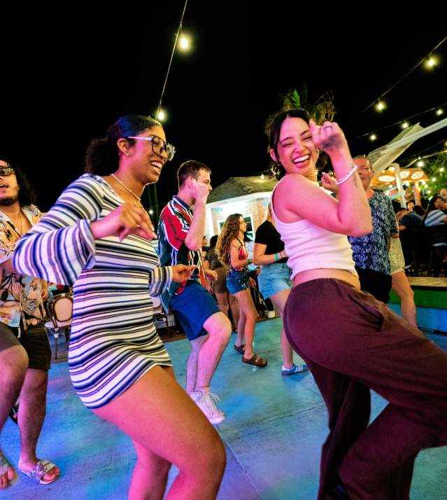 People dancing to live music