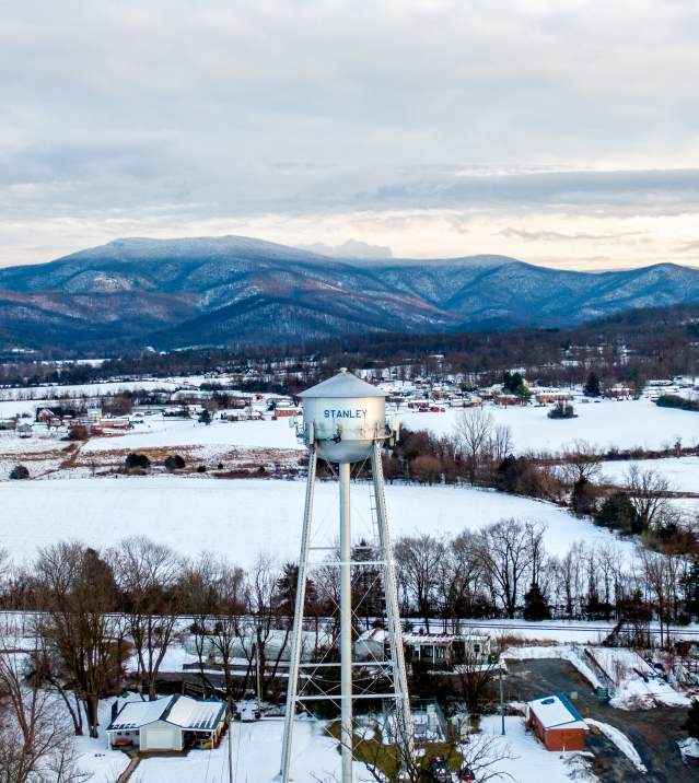 Snow Covered Town of Stanley, VA