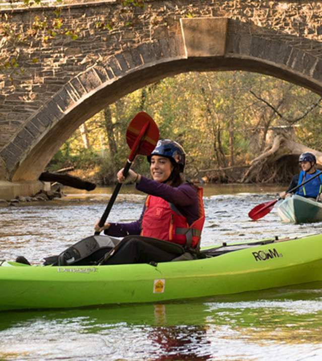 Woman kayaking on the Yellow Breeches Creek