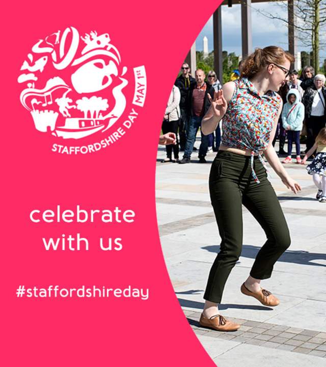Infographic promoting Staffordshire Day. An annual event taking place 1st May.