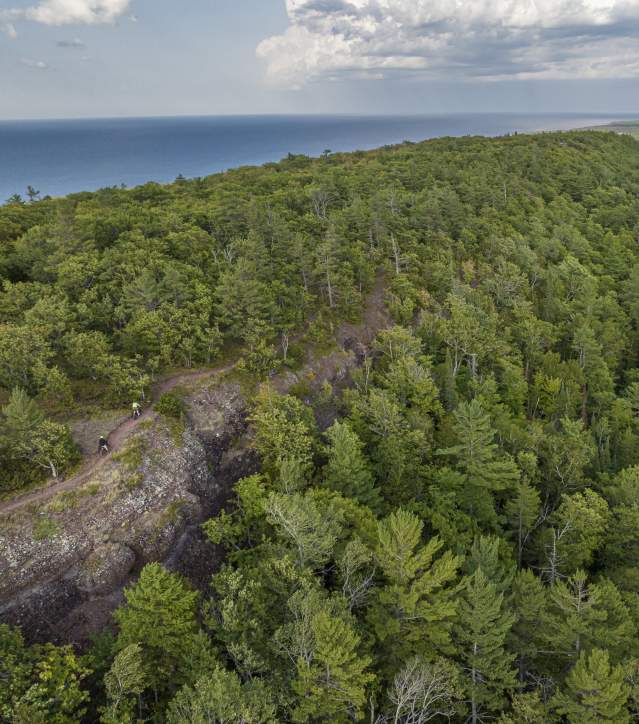 An aerial view of Brockway Mountain