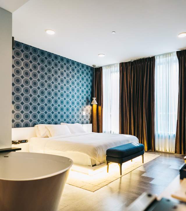 Modern luxury room at Vault Hotel