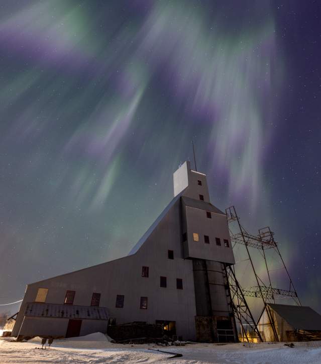 northern lights dance above the quincy mine