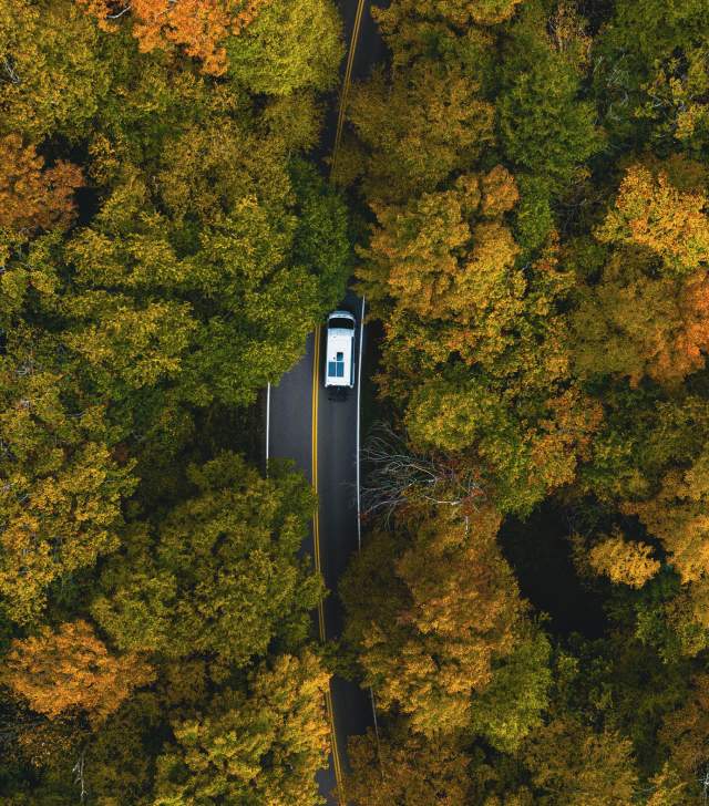 Fall foliage through the Vermont Mountains