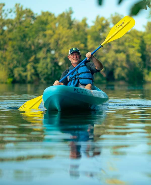 Man kayaking on Huron River