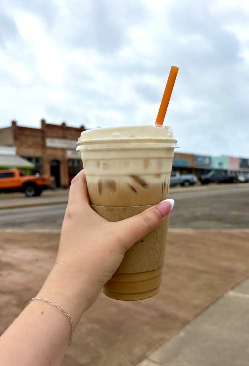 iced coffee in downtown Rockport