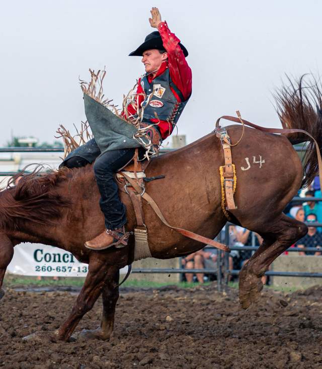 A bronco rider at Harlan Days.