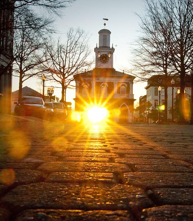 View of the historical Market House at sunrise in Fayetteville, Cumberland County North Carolina