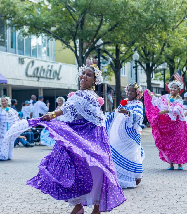 Image of dancers in International Folk Festival parade