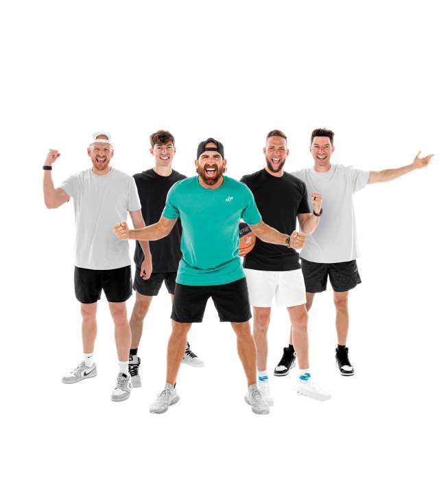 5 guys from Dude Perfect Squad Games Tour