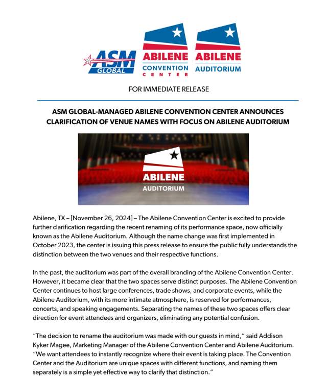 Separating the Abilene Auditorium