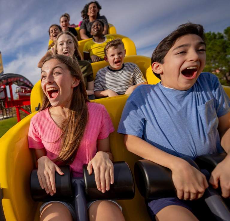 Kids screaming on roller coaster