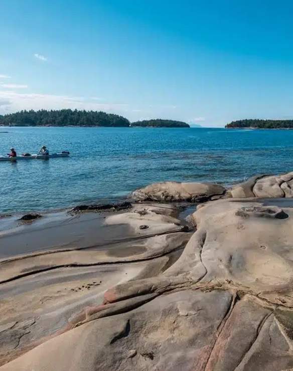 Sandstone beach.